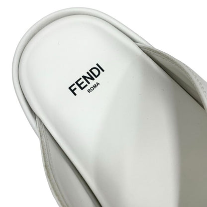 Fendi Sandals Shoes Leather White Gold Metal Logo