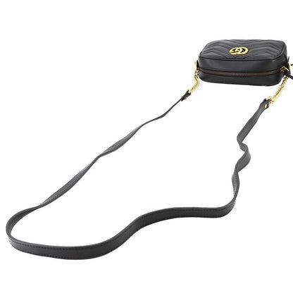 Gucci GG Marmont Quilted Mini Chain Shoulder Bag Leather Black 448065 Quilting