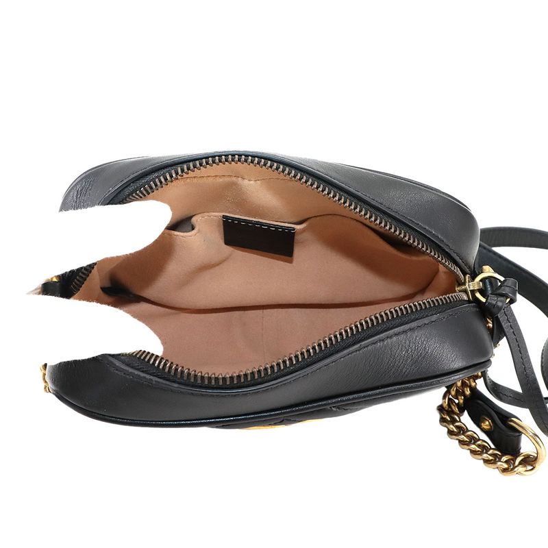 Gucci GG Marmont Quilted Mini Chain Shoulder Bag Leather Black 448065 Quilting
