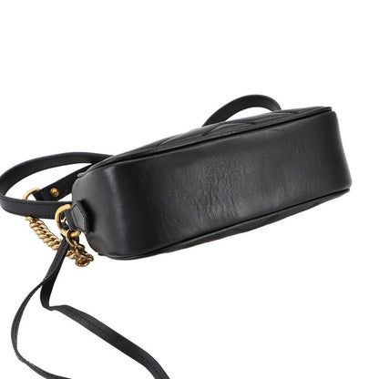 Gucci GG Marmont Quilted Mini Chain Shoulder Bag Leather Black 448065 Quilting