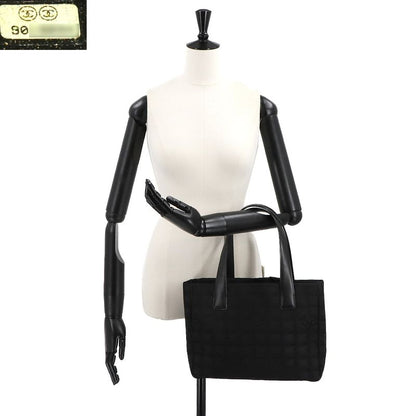 Exhibited Chanel New Travel Line Tote PM Bag Nylon Jacquard Leather Black