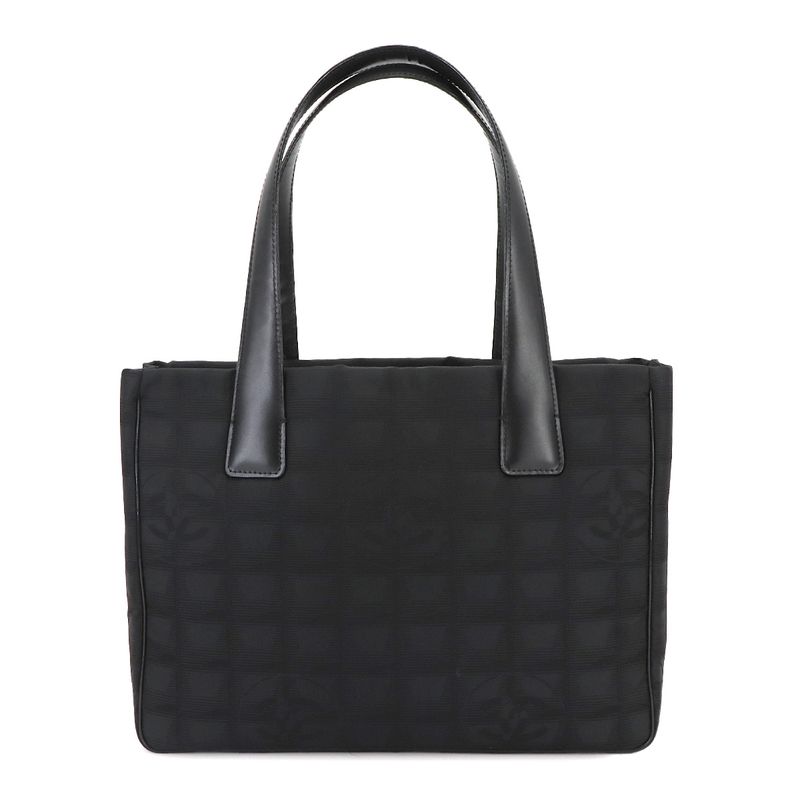 Exhibited Chanel New Travel Line Tote PM Bag Nylon Jacquard Leather Black