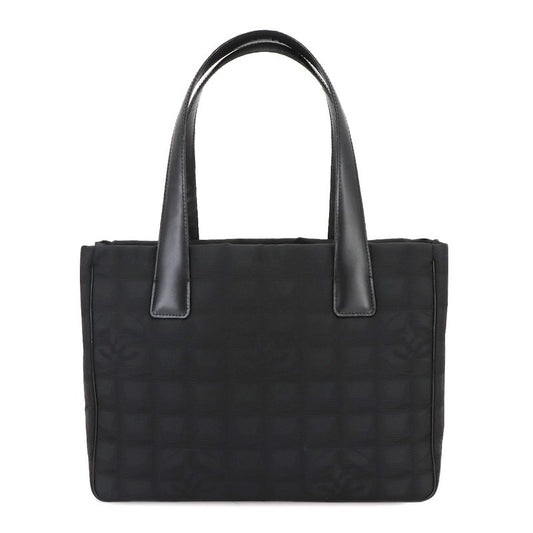 Exhibited Chanel New Travel Line Tote PM Bag Nylon Jacquard Leather Black