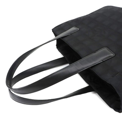 Exhibited Chanel New Travel Line Tote PM Bag Nylon Jacquard Leather Black