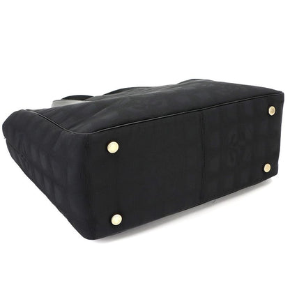 Exhibited Chanel New Travel Line Tote PM Bag Nylon Jacquard Leather Black