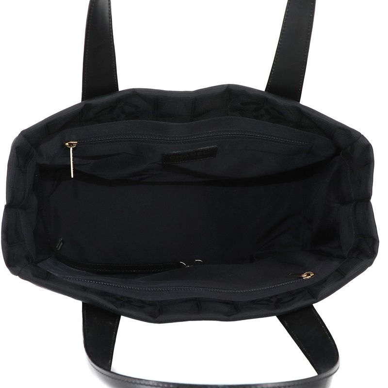Exhibited Chanel New Travel Line Tote PM Bag Nylon Jacquard Leather Black