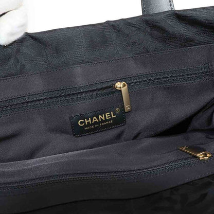 Exhibited Chanel New Travel Line Tote PM Bag Nylon Jacquard Leather Black