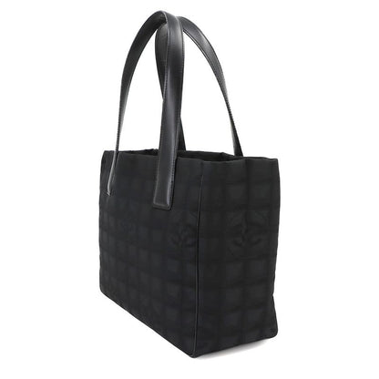 Exhibited Chanel New Travel Line Tote PM Bag Nylon Jacquard Leather Black