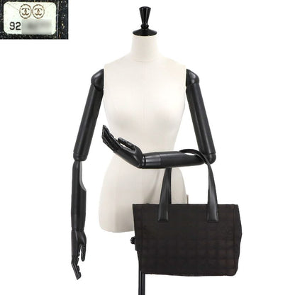 Exhibited Chanel New Travel Line Tote PM Bag Nylon Jacquard Leather Dark Brown
