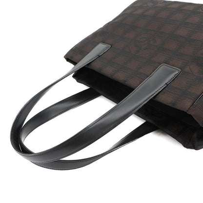 Exhibited Chanel New Travel Line Tote PM Bag Nylon Jacquard Leather Dark Brown