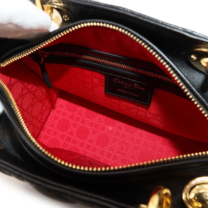 Christian Dior Chiristian Dior Canage Lady Dior Medium 2way Hand Bag Leather