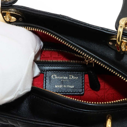 Christian Dior Chiristian Dior Canage Lady Dior Medium 2way Hand Bag Leather