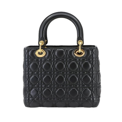 Christian Dior Chiristian Dior Canage Lady Dior Medium 2way Hand Bag Leather