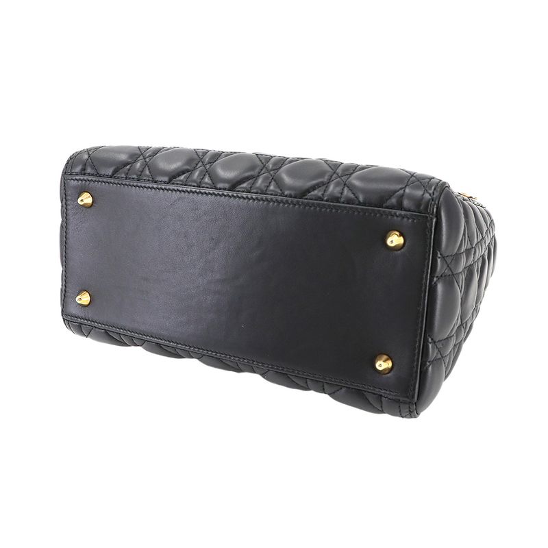 Christian Dior Chiristian Dior Canage Lady Dior Medium 2way Hand Bag Leather