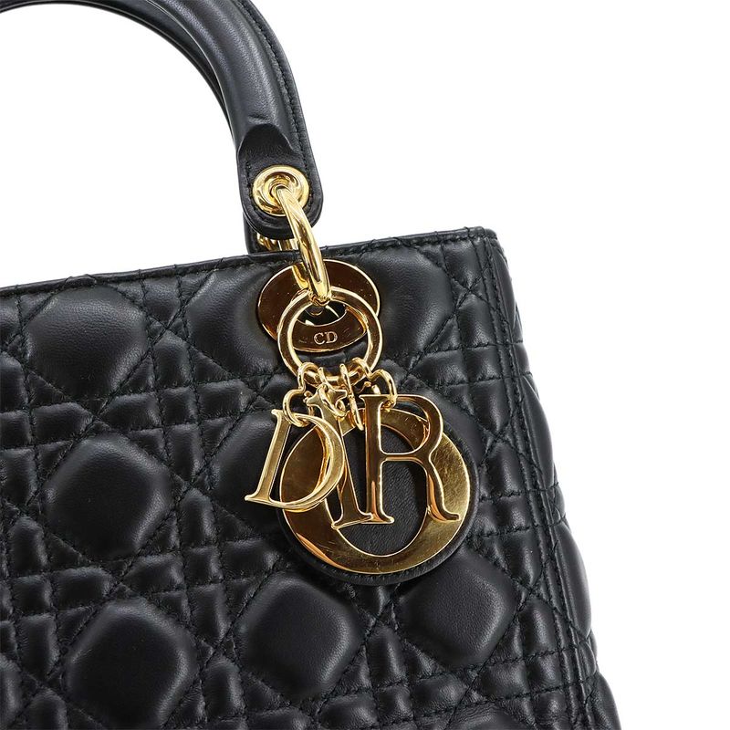 Christian Dior Chiristian Dior Canage Lady Dior Medium 2way Hand Bag Leather