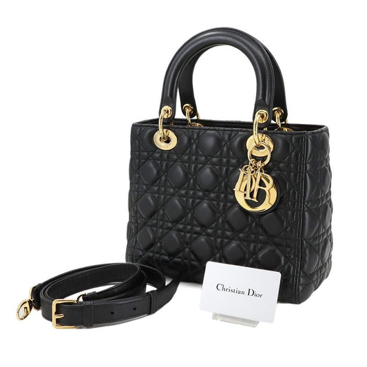Christian Dior Chiristian Dior Canage Lady Dior Medium 2way Hand Bag Leather