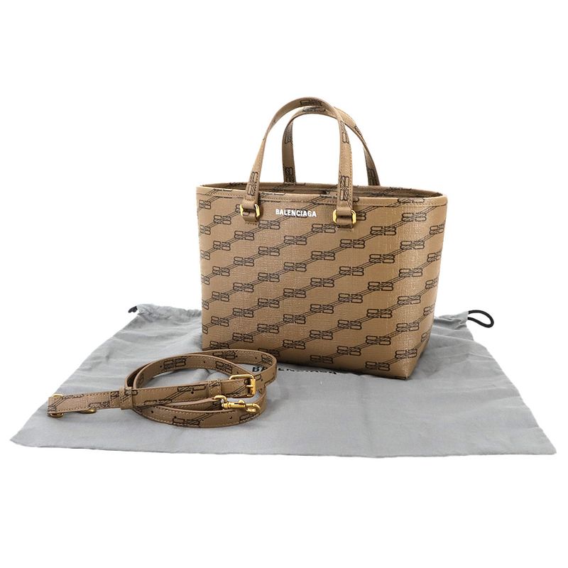 Exhibit Balenciaga Bbmonogram 2way Hand Shoulder Bag PVC Brown 702699 Hand
