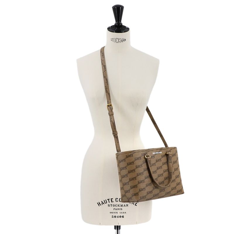 Exhibit Balenciaga Bbmonogram 2way Hand Shoulder Bag PVC Brown 702699 Hand