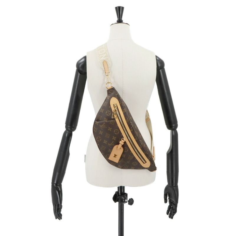 Exhibited Louis Vuitton Monogram High Rise Body Bag Brown Gold Hardware M46784