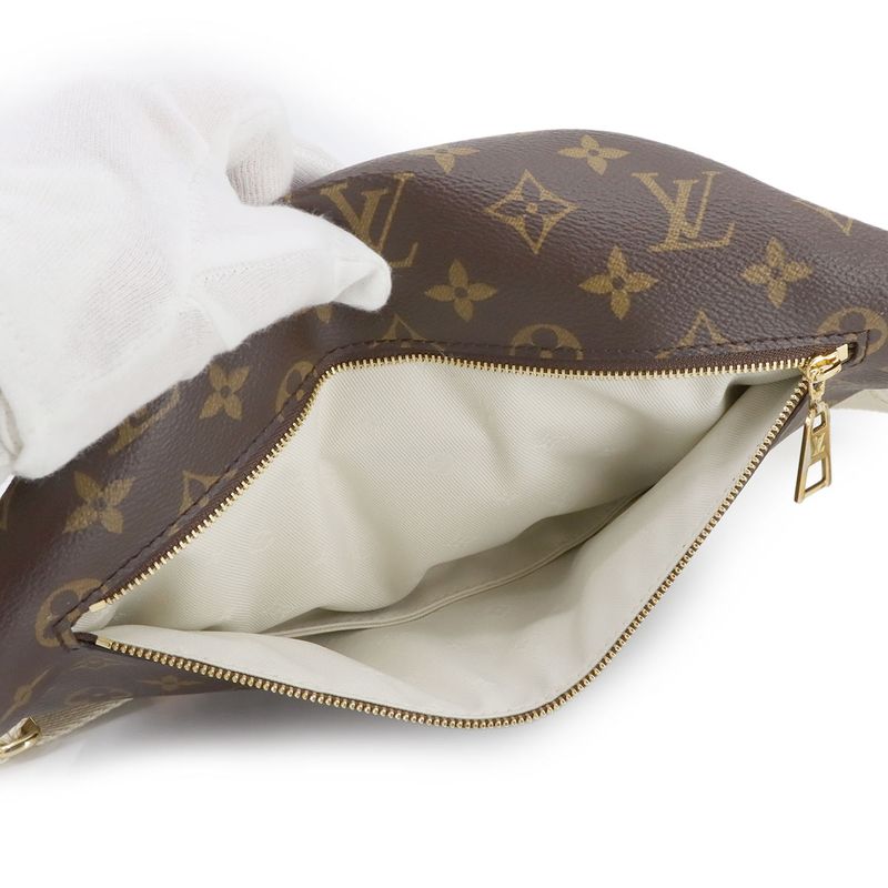 Exhibited Louis Vuitton Monogram High Rise Body Bag Brown Gold Hardware M46784