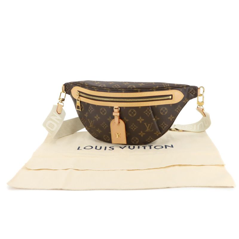 Exhibited Louis Vuitton Monogram High Rise Body Bag Brown Gold Hardware M46784