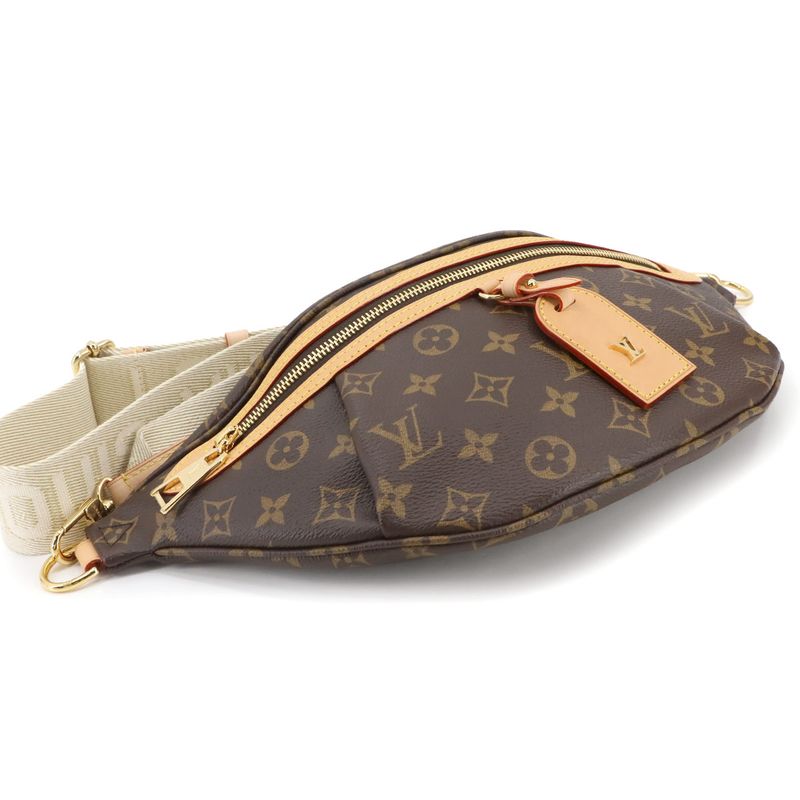 Exhibited Louis Vuitton Monogram High Rise Body Bag Brown Gold Hardware M46784