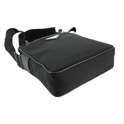 Prada Shoulder Bag Nylon Saffiano Leather Nero 2vh112 Silver Hardware Black