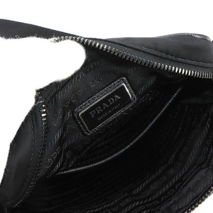 Prada Shoulder Bag Nylon Saffiano Leather Nero 2vh112 Silver Hardware Black