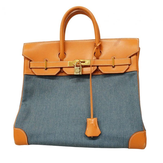 Hermes Handbag Haut À Courroies HAC 32 Toile Jean Vache Natural Gold Hardware