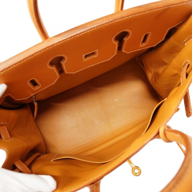 Hermes Handbag Haut À Courroies HAC 32 Toile Jean Vache Natural Gold Hardware