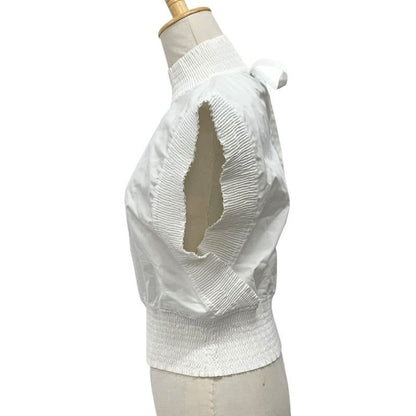 Louis Vuitton Top Cotton White Blouse Monogram Sleeveless