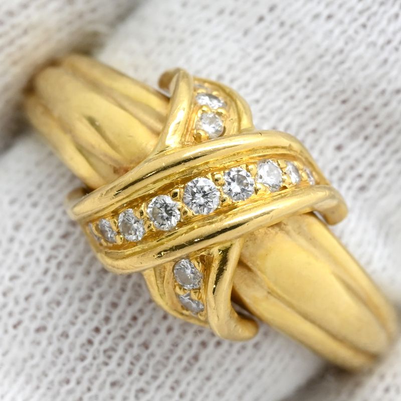 Tiffany & Co Tiffany & Co Ring Signature Cross Diamond Ring 18k Yellow Gold