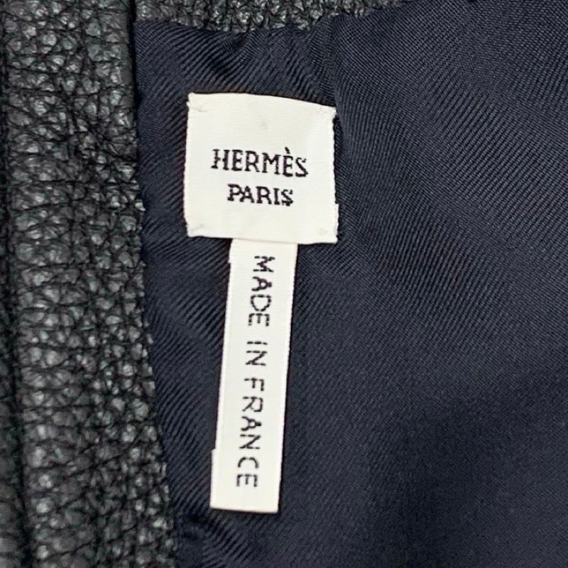 Hermes Dress Black Silver Sleeveless Leather