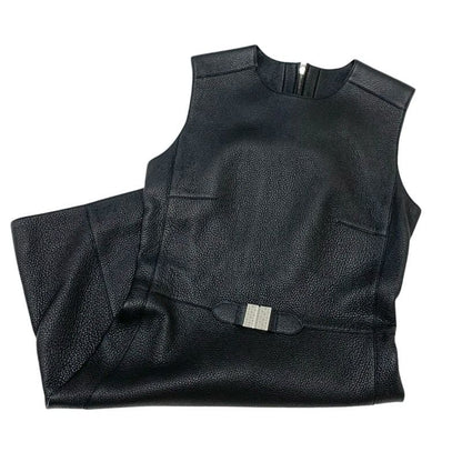 Hermes Dress Black Silver Sleeveless Leather