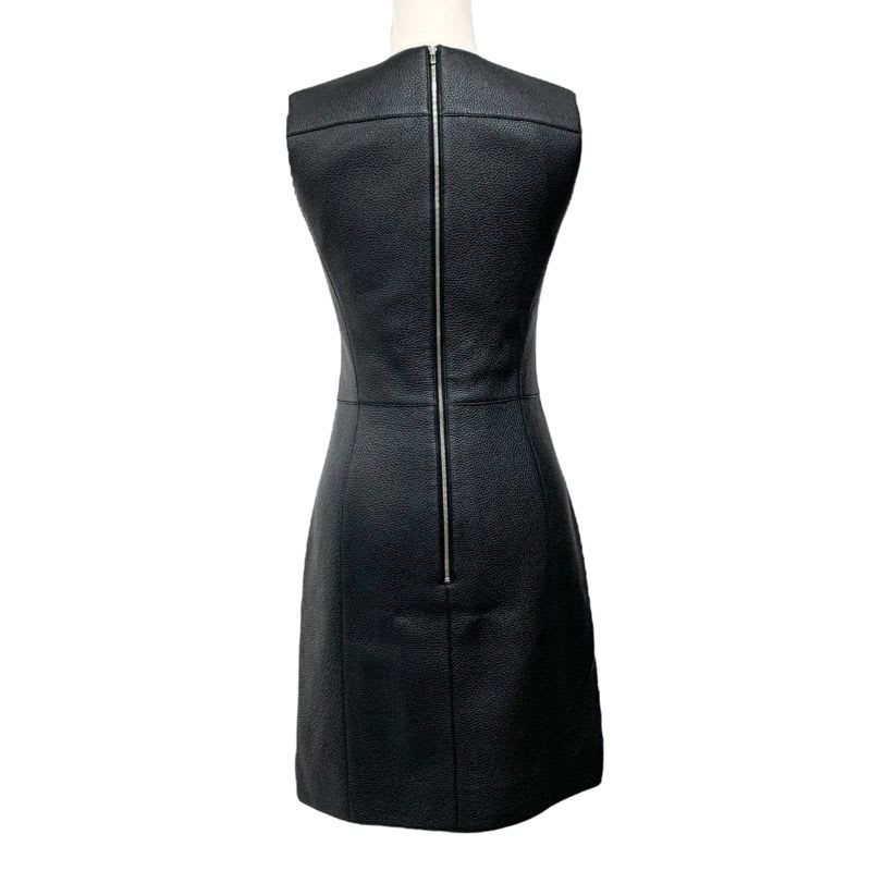 Hermes Dress Black Silver Sleeveless Leather