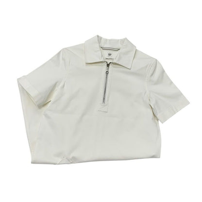 Hermes Dress Cotton White Half Zip Ture Hardware Belt Short Sleeve