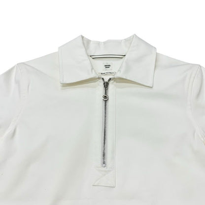 Hermes Dress Cotton White Half Zip Ture Hardware Belt Short Sleeve