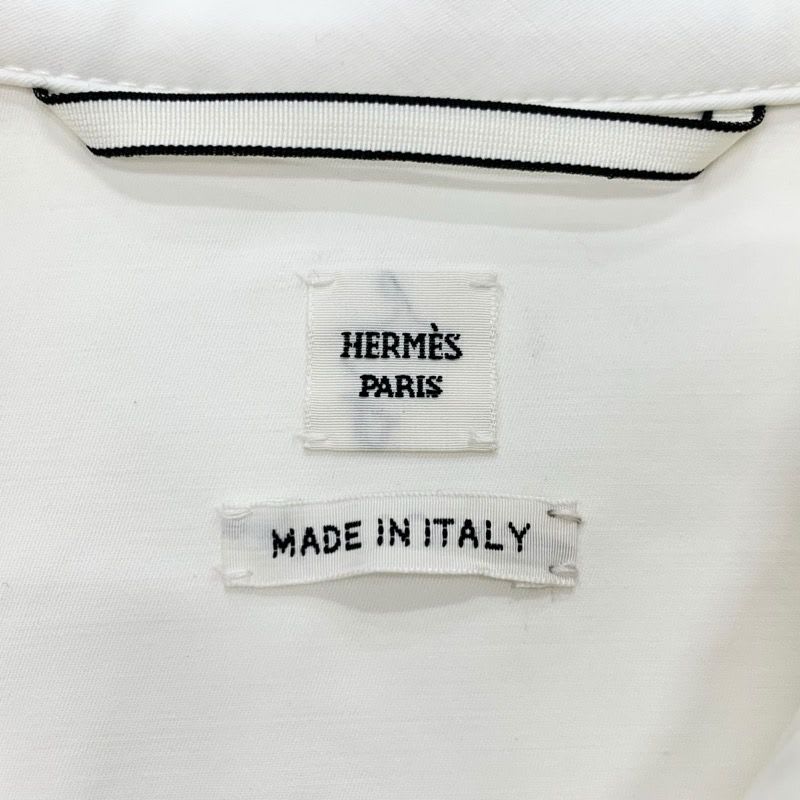Hermes Dress Cotton White Half Zip Ture Hardware Belt Short Sleeve