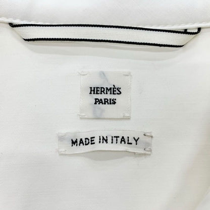 Hermes Dress Cotton White Half Zip Ture Hardware Belt Short Sleeve