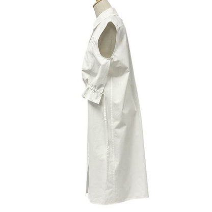Hermes Dress Cotton White Embroidery Shirt Sleeveless