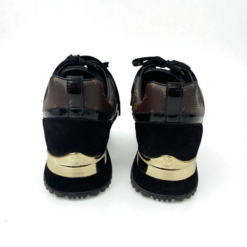 Louis Vuitton Run Away Line Monogram Sneakers Shoes Leather Fabric Suede Black