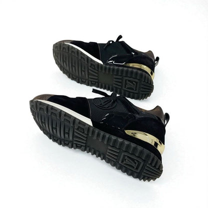 Louis Vuitton Run Away Line Monogram Sneakers Shoes Leather Fabric Suede Black