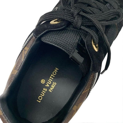 Louis Vuitton Run Away Line Monogram Sneakers Shoes Leather Fabric Suede Black