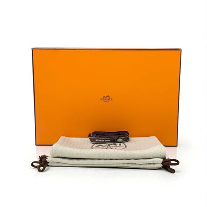 Hermes Eos Sandals Shoes Leather Black Metallic Chaine D'ancre Flat