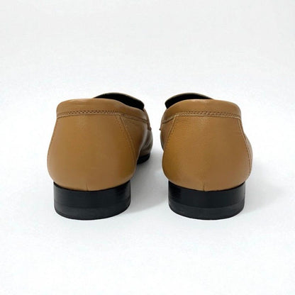 Hermes Paris Loafer Leather Shoes Natural Moccasins Hhardware