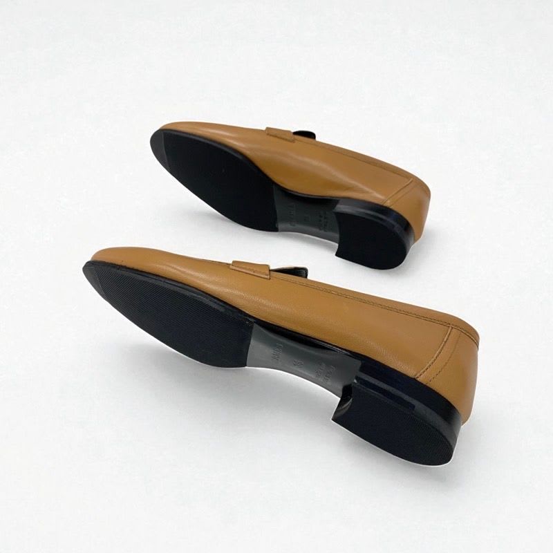 Hermes Paris Loafer Leather Shoes Natural Moccasins Hhardware