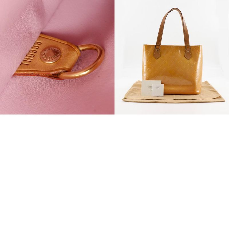Louis Vuitton Houston M91054 Monogram Vernis Rose Yellow Th0939 Ladies Tote Bag
