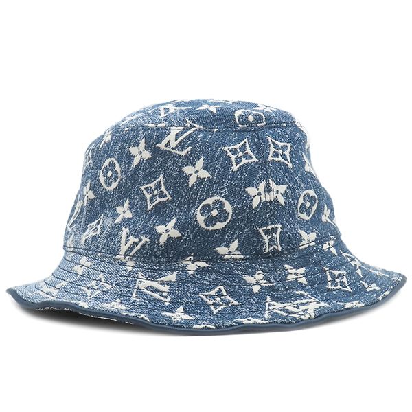 Louis Vuitton Hat Bob Denim Hat Nylon Cotton Acrylic Blue M Gold Hardware Blue