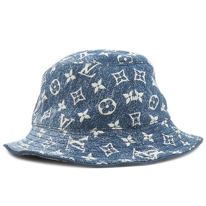 Louis Vuitton Hat Bob Denim Hat Nylon Cotton Acrylic Blue M Gold Hardware Blue