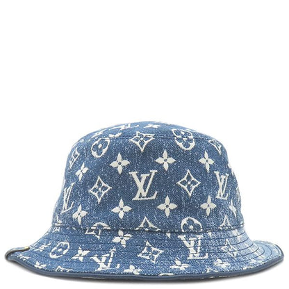 Louis Vuitton Hat Bob Denim Hat Nylon Cotton Acrylic Blue M Gold Hardware Blue